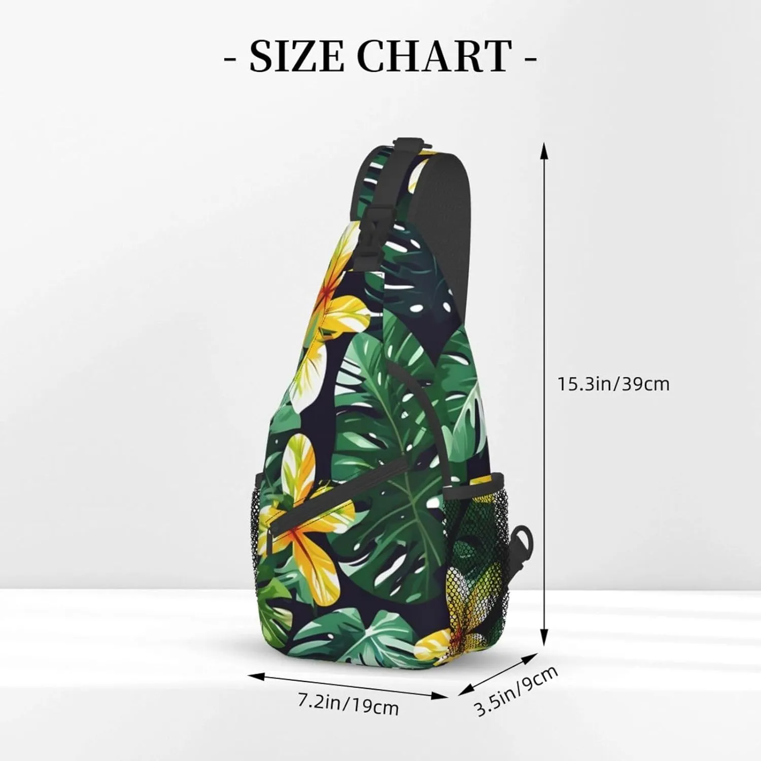 Hawaiian Tropical Leaves Flowers Unisex Casual Diagonal Chest Bag,Multipurpose Crossbody Shoulder Bag Travel Hiking Daypack