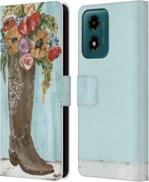 Head Case Designs Officially Licensed Haley Bush Boot Floral Painting Leather Book Wallet Case Cover Compatible with Motorola Moto G04/G04s/G24 4G