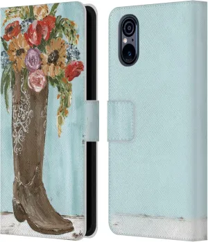 Head Case Designs Officially Licensed Haley Bush Boot Floral Painting Leather Book Wallet Case Cover Compatible with Sony Xperia 5 V 5G