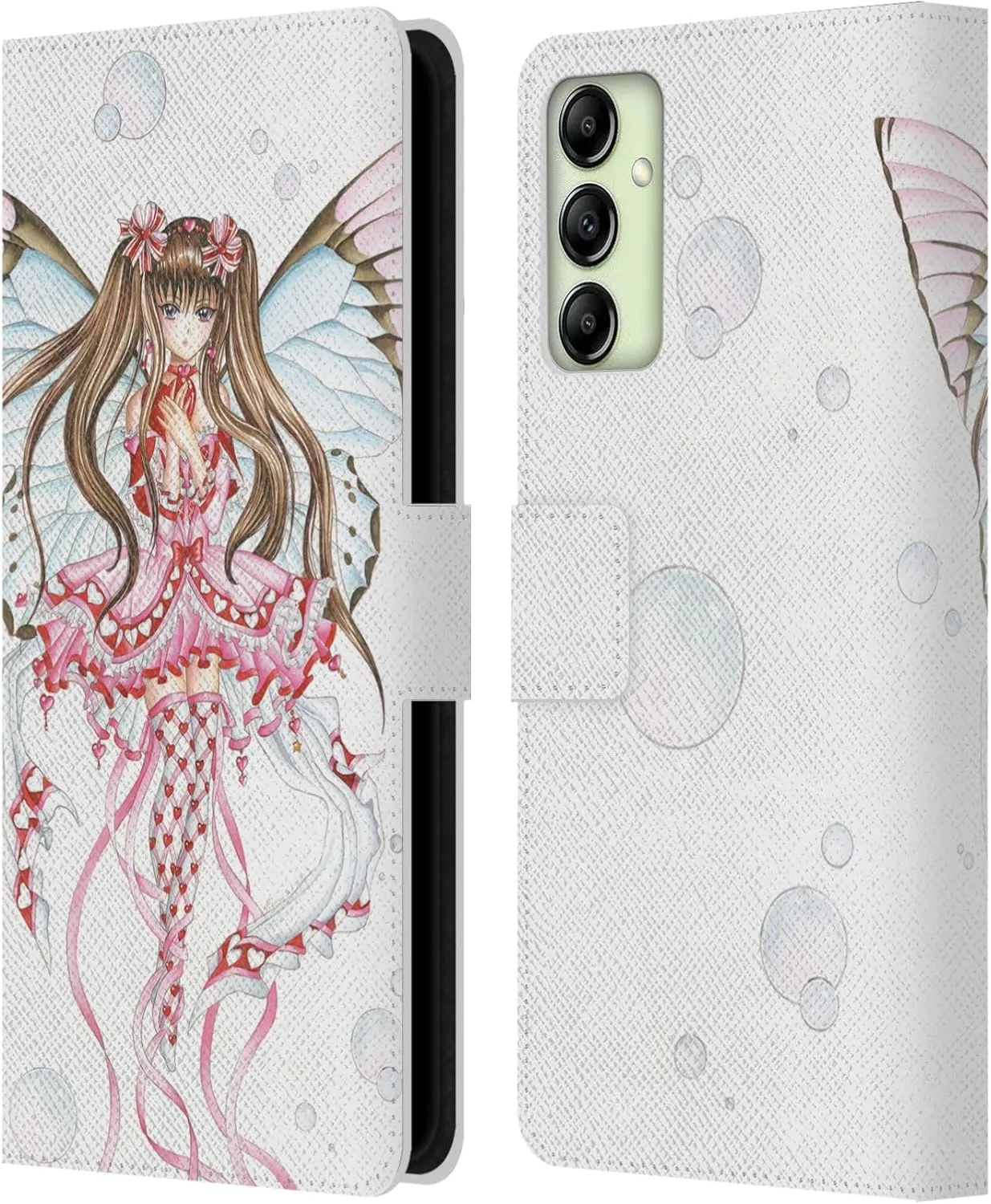 Head Case Designs Officially Licensed Nene Thomas Pink Champagne Anime Fairies Leather Book Wallet Case Cover Compatible with Samsung Galaxy A14 / 5G