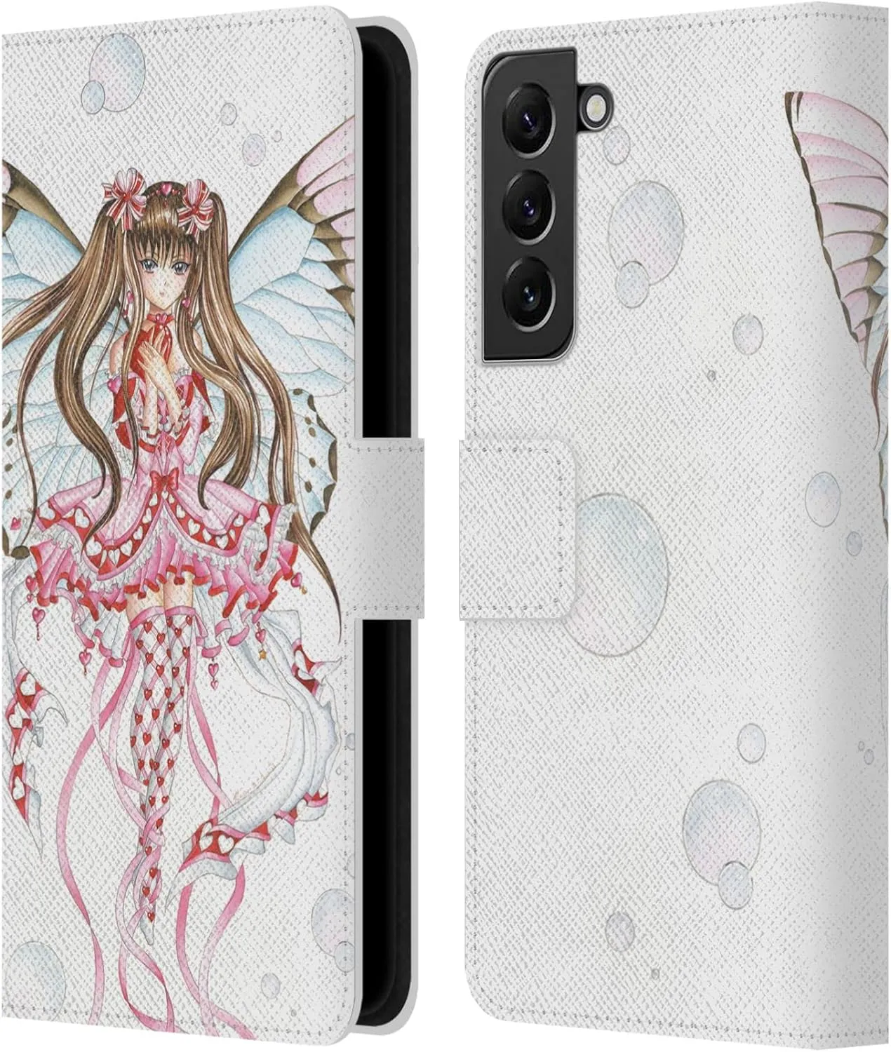 Head Case Designs Officially Licensed Nene Thomas Pink Champagne Anime Fairies Leather Book Wallet Case Cover Compatible with Samsung Galaxy S22  5G