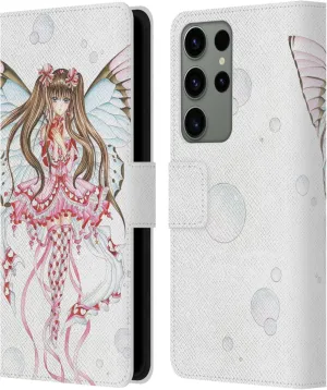 Head Case Designs Officially Licensed Nene Thomas Pink Champagne Anime Fairies Leather Book Wallet Case Cover Compatible with Samsung Galaxy S23 Ultra 5G