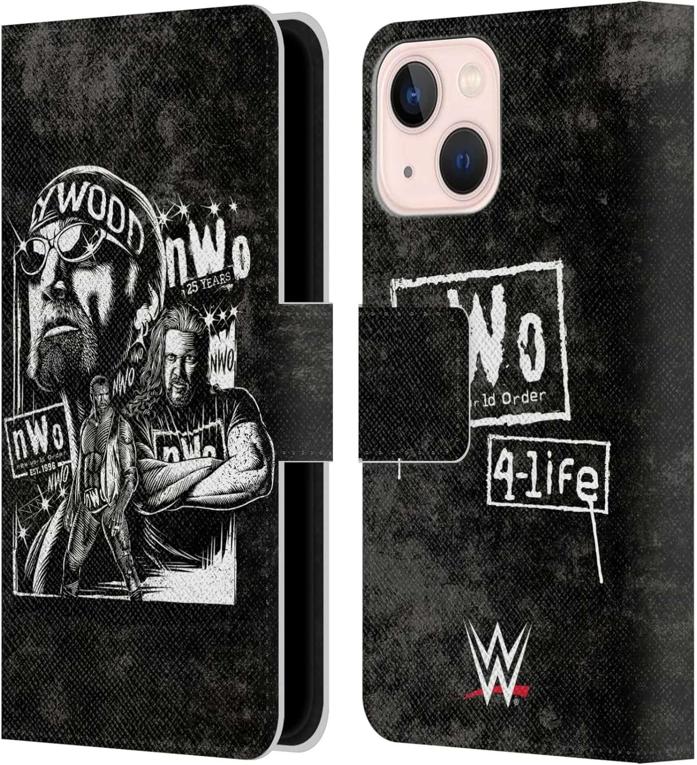 Head Case Designs Officially Licensed WWE Fathead Superstar NWO Leather Book Wallet Case Cover Compatible with Apple iPhone 13 Mini
