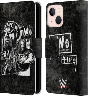 Head Case Designs Officially Licensed WWE Fathead Superstar NWO Leather Book Wallet Case Cover Compatible with Apple iPhone 13 Mini