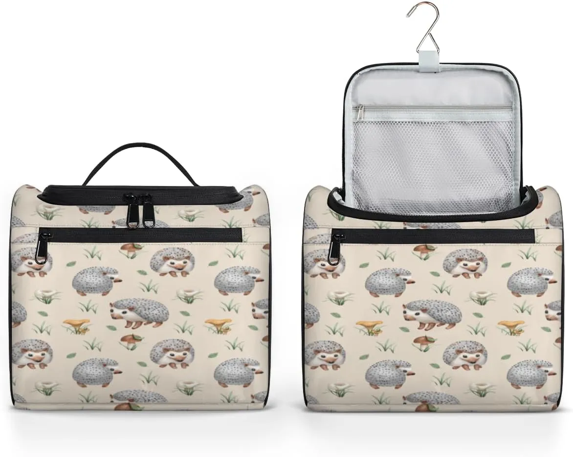 Hedgehogs Hanging Toiletry Bag for Men Women Travel Cosmetic Makeup Organizer Bag Water Resistant Large Portable Wash Case for Accessories, Toiletries, Cosmetics