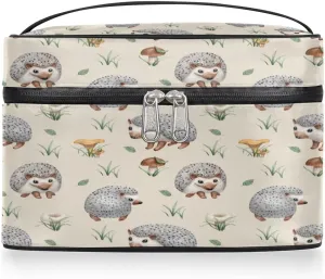 Hedgehogs Makeup Bag Small Cosmetic Bag for Women Travel Makeup Case Organizer Portable Zipper Make Up Brush Bag Cute Toiletry Bag Storage Bags with Handle