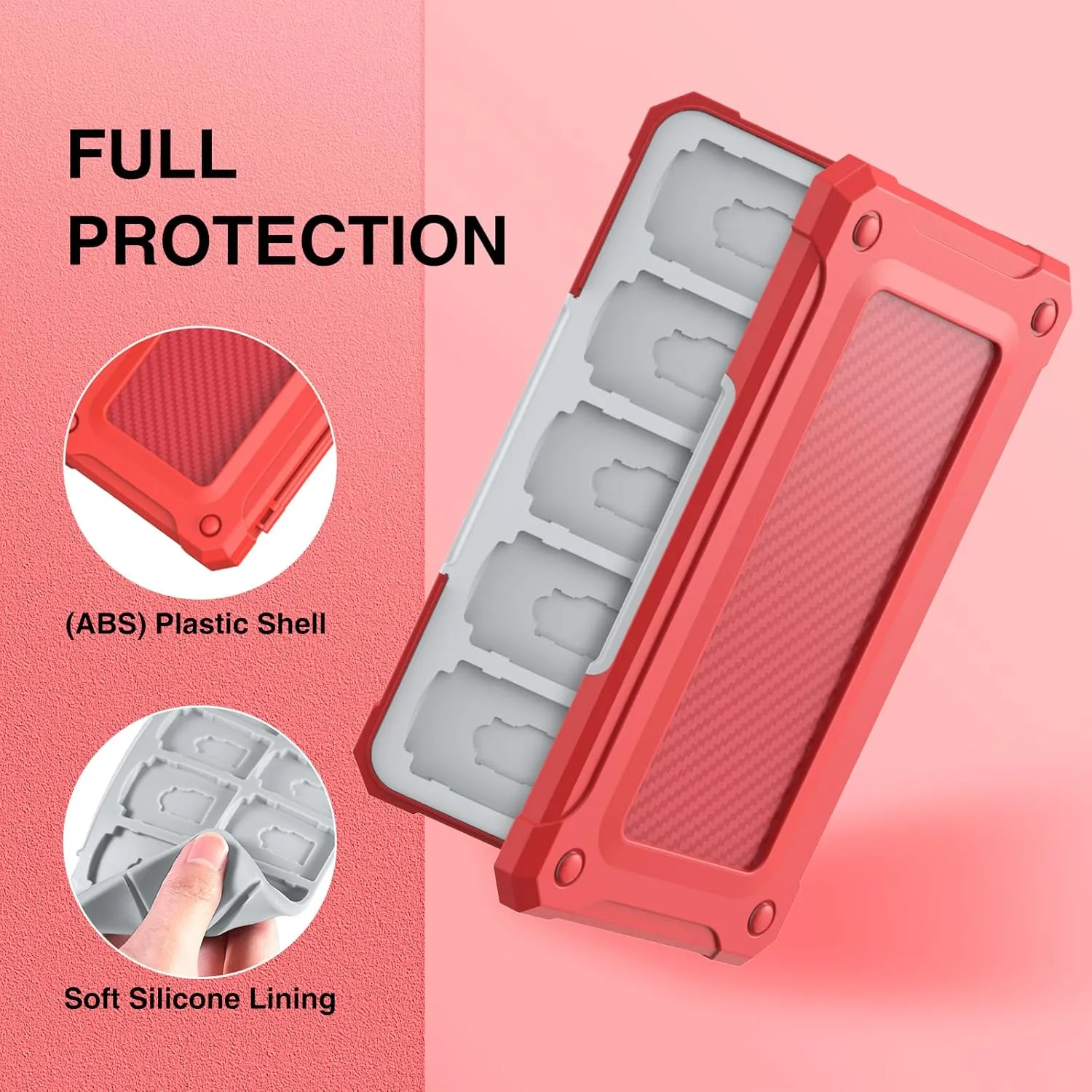 HEIYING Memory Card Case for SD/TF Cards,Portable SD Card Holder Storage Case Compatible with 20 SDXC SDHC and 20 TF Cards Slots