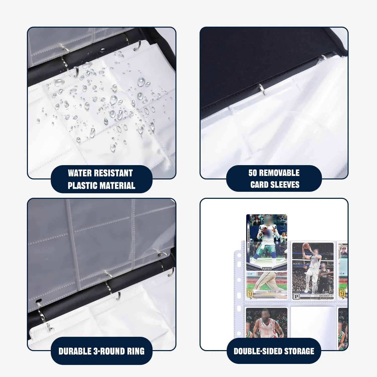 HESTECH Baseball Card Binder 9 Pocket,900 Capacity 3-Ring Binder with Protective Sleeves,Baseball Protectors Albums, Durable Organizer Case for Sports & Trading Cards Collection Storage