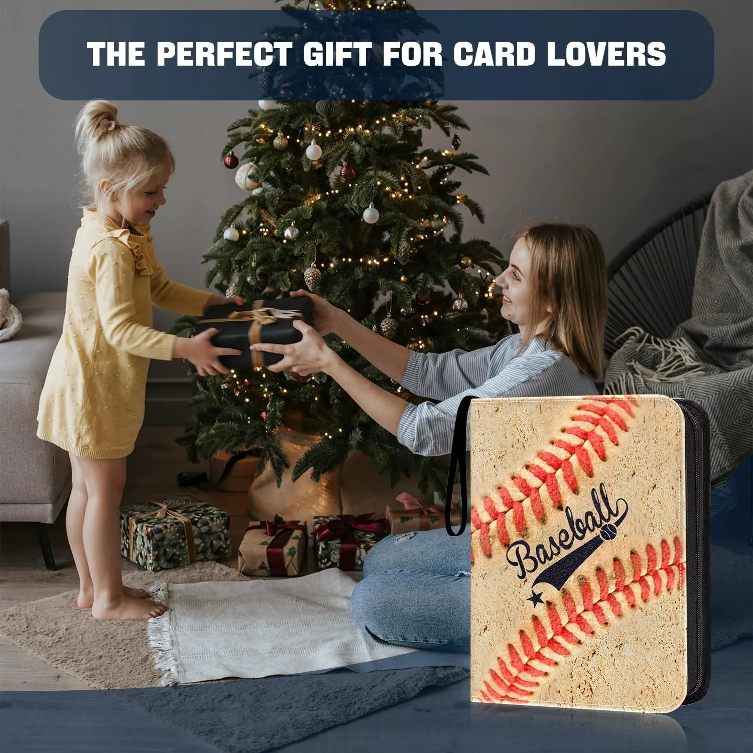 HESTECH Baseball Card Binder 9 Pocket,900 Capacity 3-Ring Binder with Protective Sleeves,Baseball Protectors Albums, Durable Organizer Case for Sports & Trading Cards Collection Storage