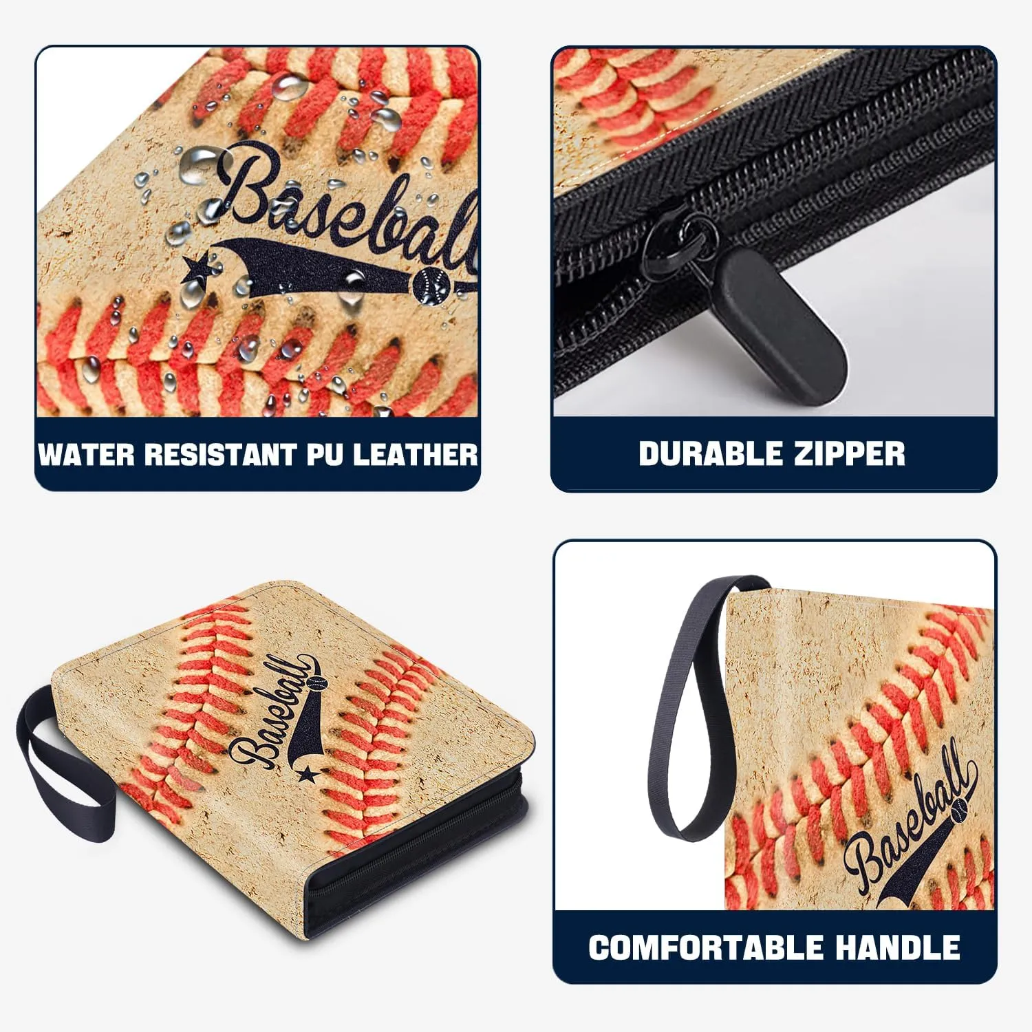 HESTECH Baseball Card Binder 9 Pocket,900 Capacity 3-Ring Binder with Protective Sleeves,Baseball Protectors Albums, Durable Organizer Case for Sports & Trading Cards Collection Storage