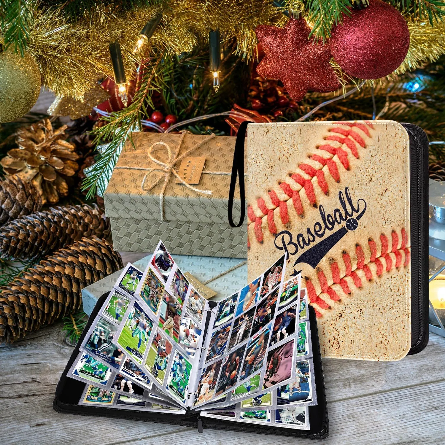 HESTECH Baseball Card Binder 9 Pocket,900 Capacity 3-Ring Binder with Protective Sleeves,Baseball Protectors Albums, Durable Organizer Case for Sports & Trading Cards Collection Storage