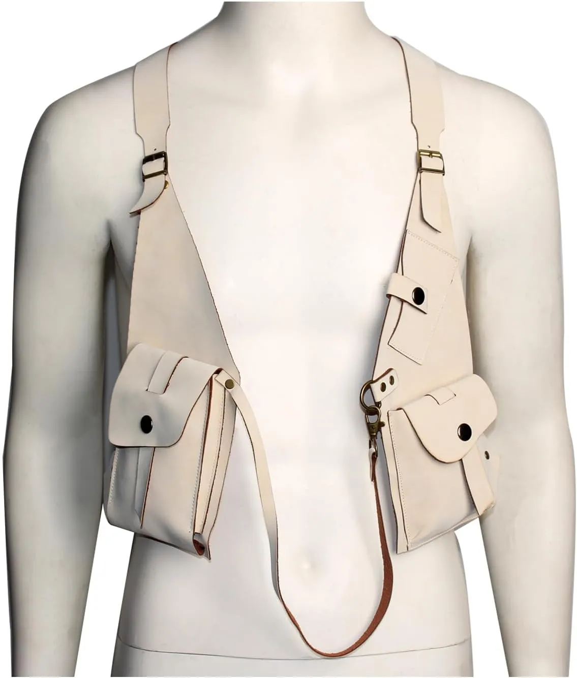 Hidden Underarm Adjustable PU Leather Shoulder Bag Outdoors Mobile Men's Retro Backpack with Underarm Crossbody Bag