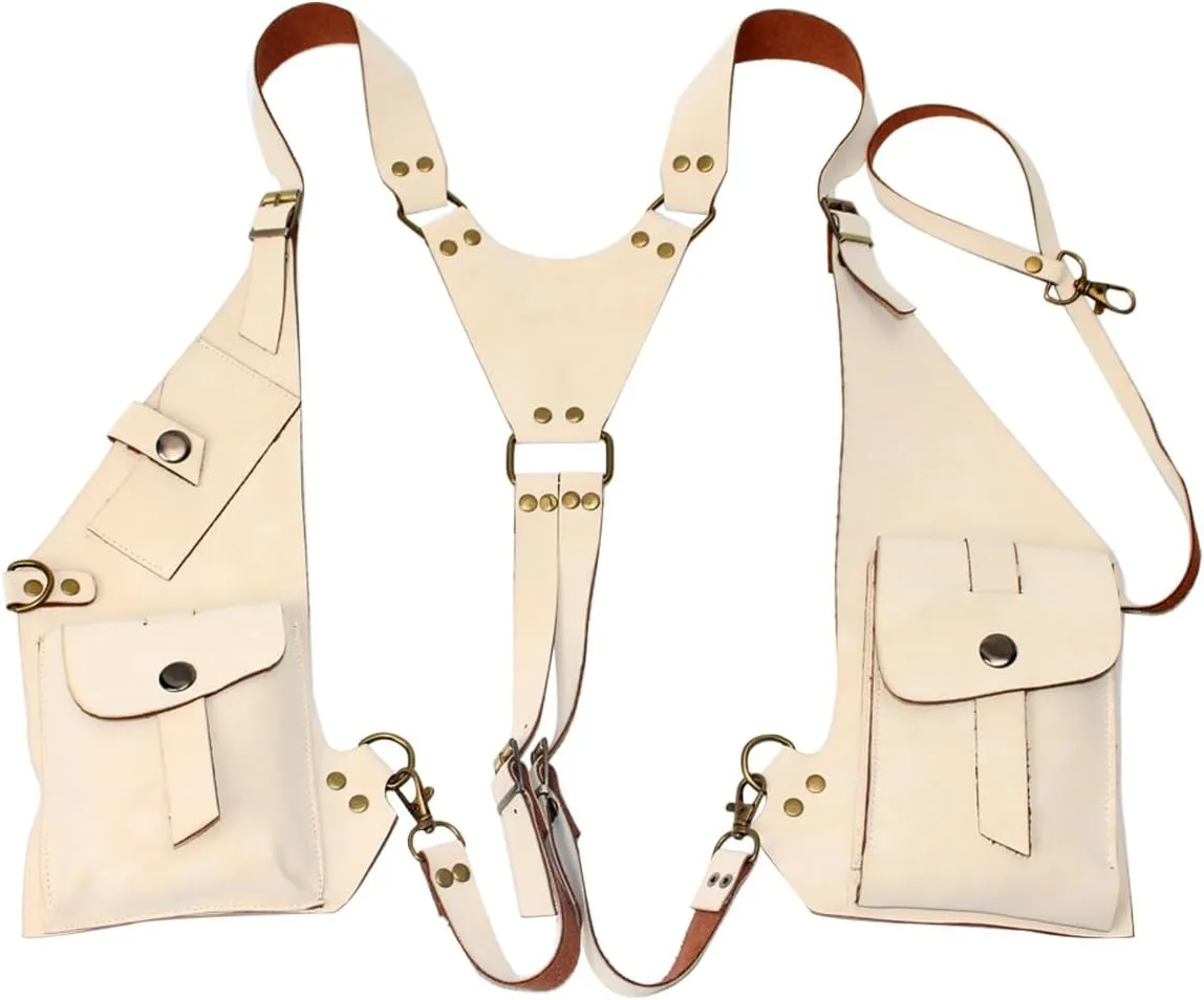 Hidden Underarm Adjustable PU Leather Shoulder Bag Outdoors Mobile Men's Retro Backpack with Underarm Crossbody Bag