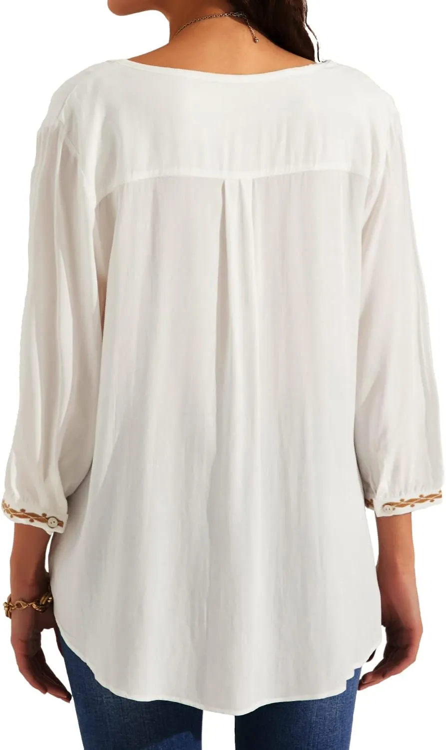 Higustar Mexican Tops for Women Embroidered Shirts Bohemian Hippie Clothes Tunic Fiesta Plus Size Boho Peasant Blouses