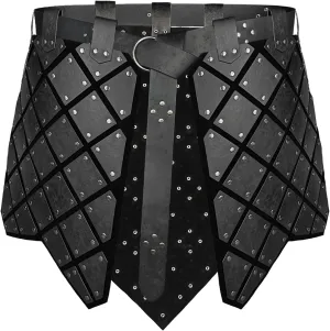 HiiFeuer Medieval Faux Leather 3PCs Waist Armor with Belt, Middle Ages Cosplay Thigh Armor, Mercenary&Knights Skirt Armor