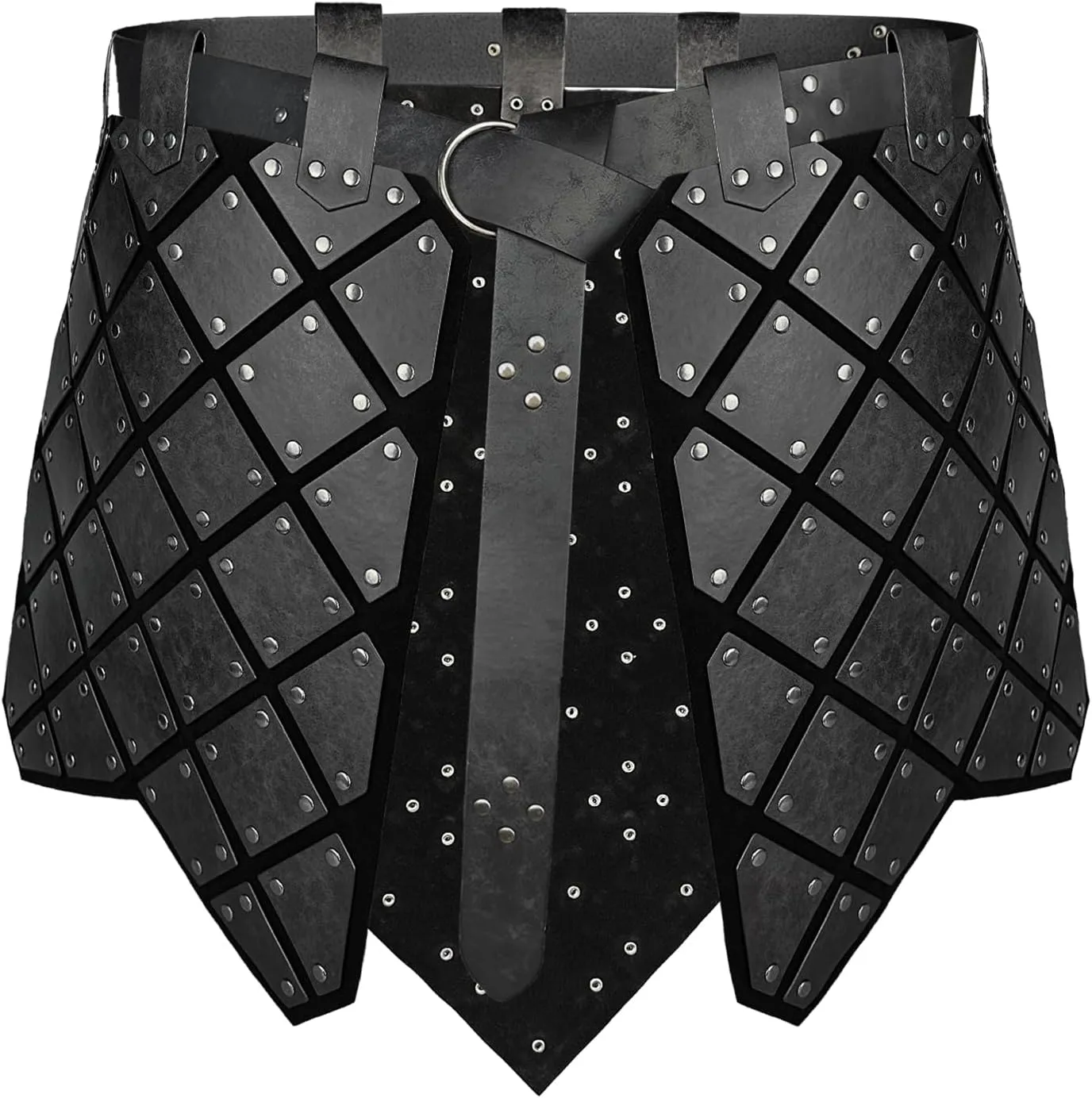 HiiFeuer Medieval Faux Leather 3PCs Waist Armor with Belt, Middle Ages Cosplay Thigh Armor, Mercenary&Knights Skirt Armor