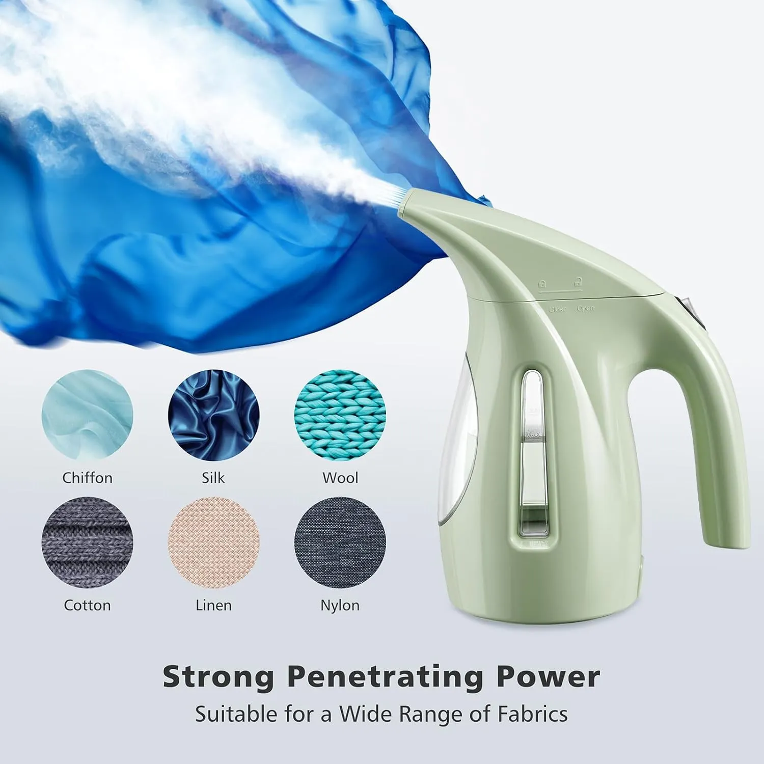 HiLIFE Steamer for Clothes, Portable Handheld Design, 240ml Big Capacity, 700W, Strong Penetrating Steam, Removes Wrinkle, for Home, Office and Travel(ONLY FOR 120V)(Green)