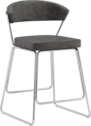 Hillsdale Upholstered Curved Back Metal Counter Height Stool, Black, 5141-824