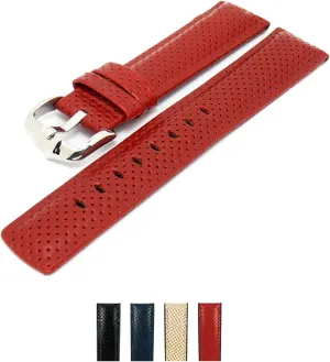 HIRSCH Golf Textured Calf Leather Watch Strap w/Stainless Steel Corvette Buckle
