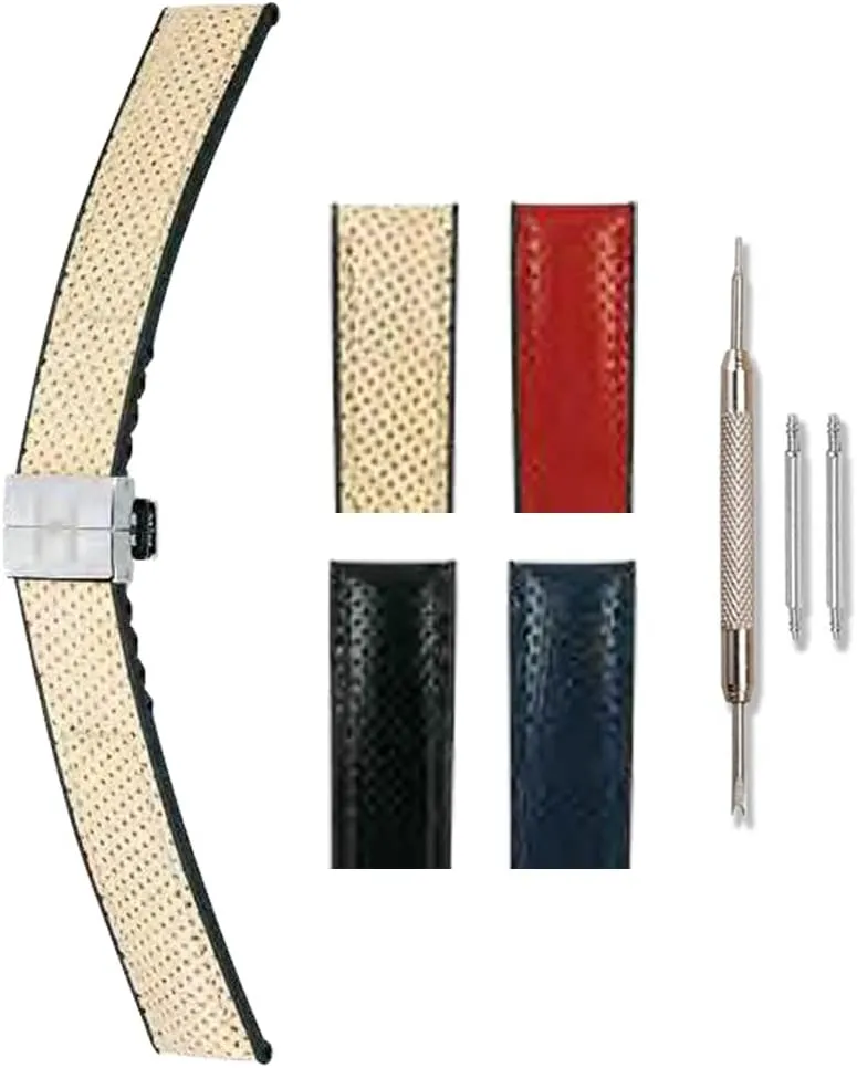 HIRSCH Golf Textured Calf Leather Watch Strap w/Stainless Steel Corvette Buckle
