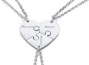 Hisatan Personalized Necklace Custom 2/3/4/5/6 Pieces Matching Puzzle Piece BFF Friendship Necklaces Set, Stainless Steel Best Friends Forever Soul Sister Gift for Women Men