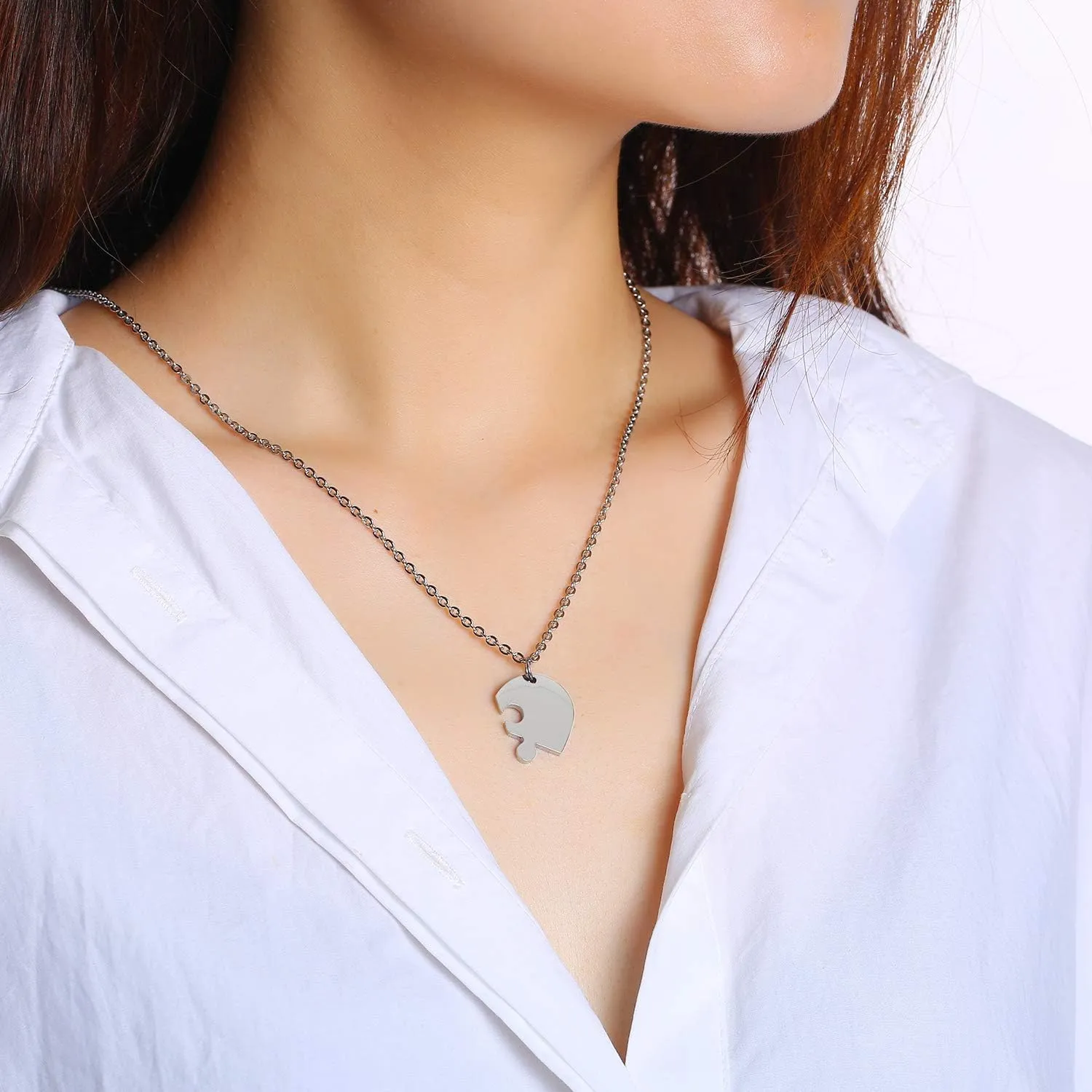 Hisatan Personalized Necklace Custom 2/3/4/5/6 Pieces Matching Puzzle Piece BFF Friendship Necklaces Set, Stainless Steel Best Friends Forever Soul Sister Gift for Women Men