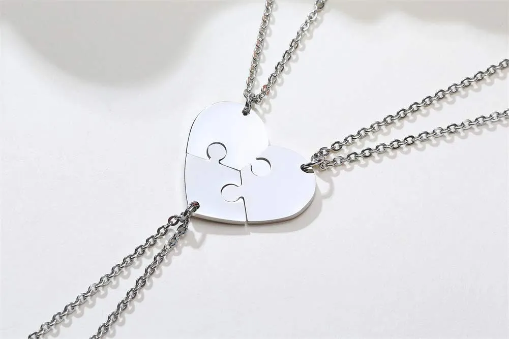 Hisatan Personalized Necklace Custom 2/3/4/5/6 Pieces Matching Puzzle Piece BFF Friendship Necklaces Set, Stainless Steel Best Friends Forever Soul Sister Gift for Women Men