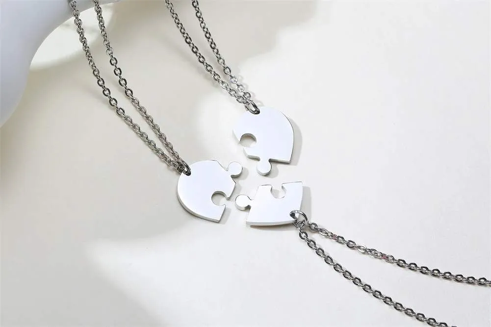 Hisatan Personalized Necklace Custom 2/3/4/5/6 Pieces Matching Puzzle Piece BFF Friendship Necklaces Set, Stainless Steel Best Friends Forever Soul Sister Gift for Women Men