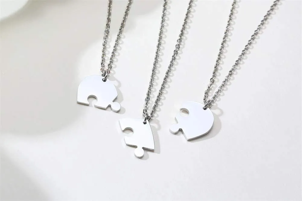 Hisatan Personalized Necklace Custom 2/3/4/5/6 Pieces Matching Puzzle Piece BFF Friendship Necklaces Set, Stainless Steel Best Friends Forever Soul Sister Gift for Women Men