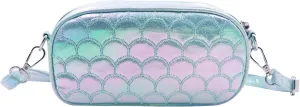 Holographic Mermaid Scale Crossbody Bag for Women Mermaid Scale Coin Purse Faux Leather Shouder Bag Shiny Mermaid Chest Bag