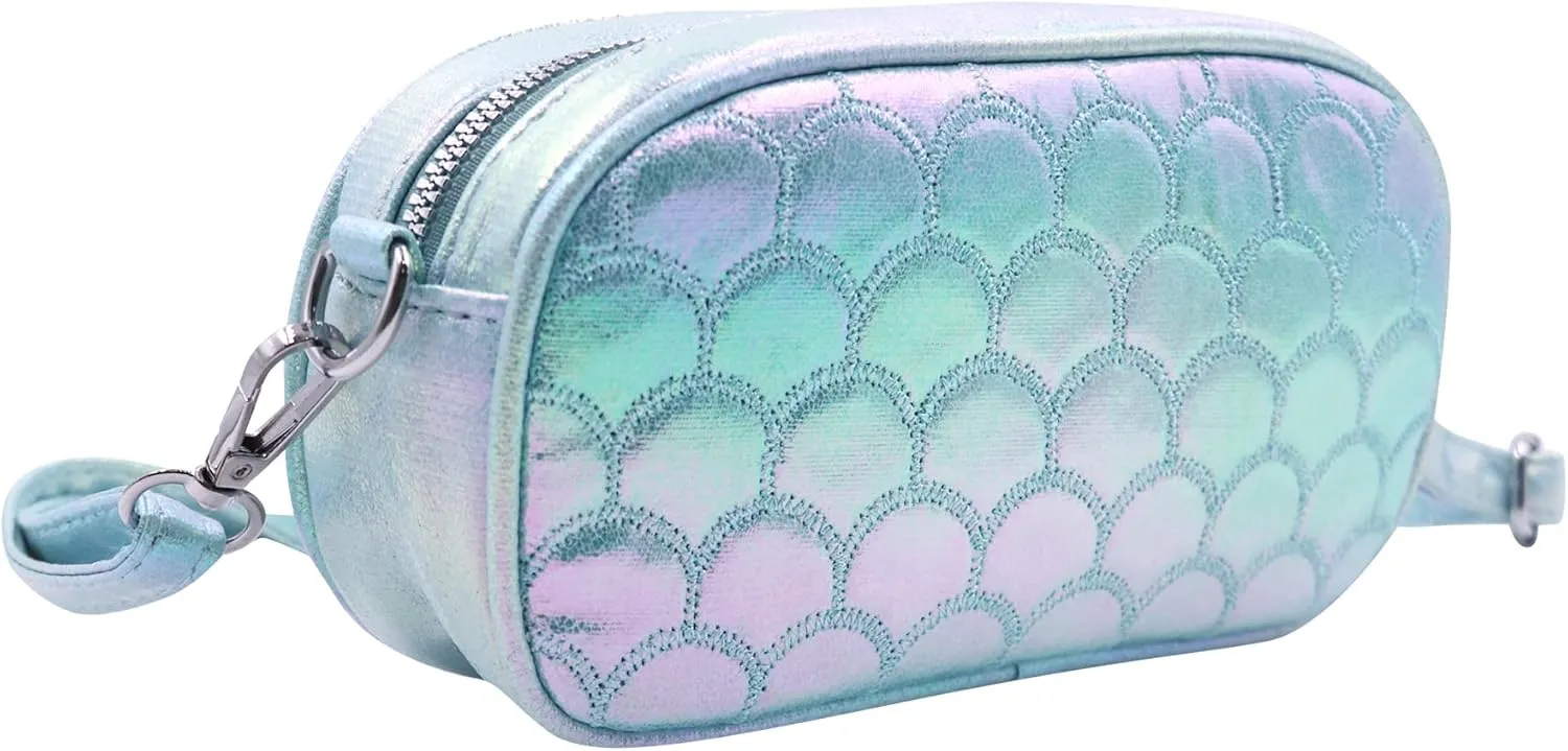 Holographic Mermaid Scale Crossbody Bag for Women Mermaid Scale Coin Purse Faux Leather Shouder Bag Shiny Mermaid Chest Bag