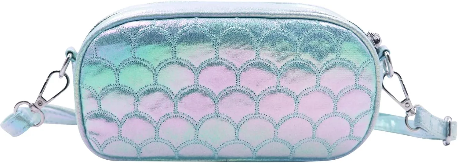 Holographic Mermaid Scale Crossbody Bag for Women Mermaid Scale Coin Purse Faux Leather Shouder Bag Shiny Mermaid Chest Bag