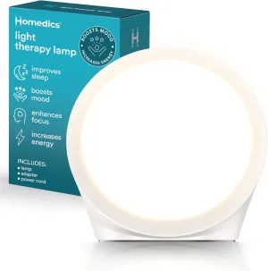 Homedics Light Therapy Lamp,10,000 Lux, UV-Free, Full Spectrum LEDs for Improved Sleep, Boosted Mood & Increased Energy, Adjustable Color Temperature, 6 Timer Settings, Compact & Stylish Design