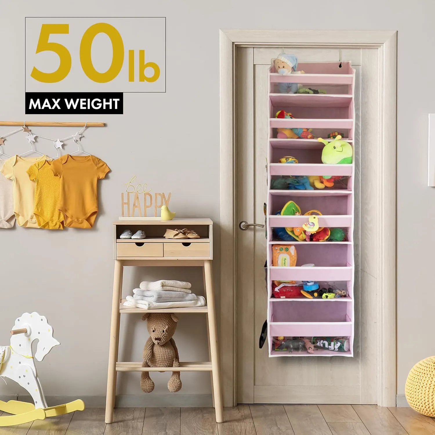 HOMELUX THEORY 1PC Heavy Duty Over the Door Organizer 55x14x6.7, 6 Large Front & 12 Side Pockets, Hanging Storage Closet Door Organizer for Bedroom, Bathroom and Baby Nursery Storage (Dark Gray)