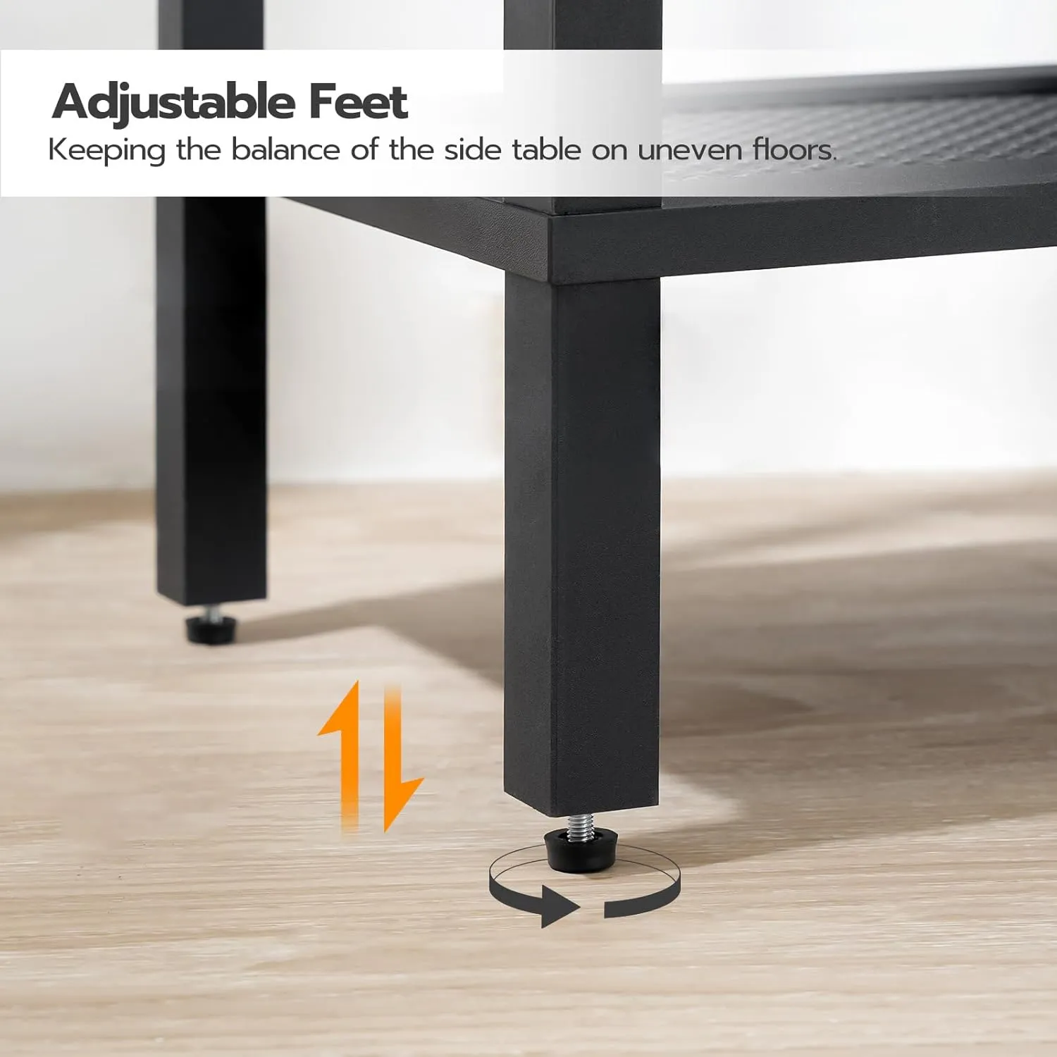 HOOBRO Side Table with Charging Station, End Table with USB Ports and Outlet, Nightstand with Storage Shelf, Faux Rattan Decoration, for Living Room, Bedroom, Black BK91UBZ01