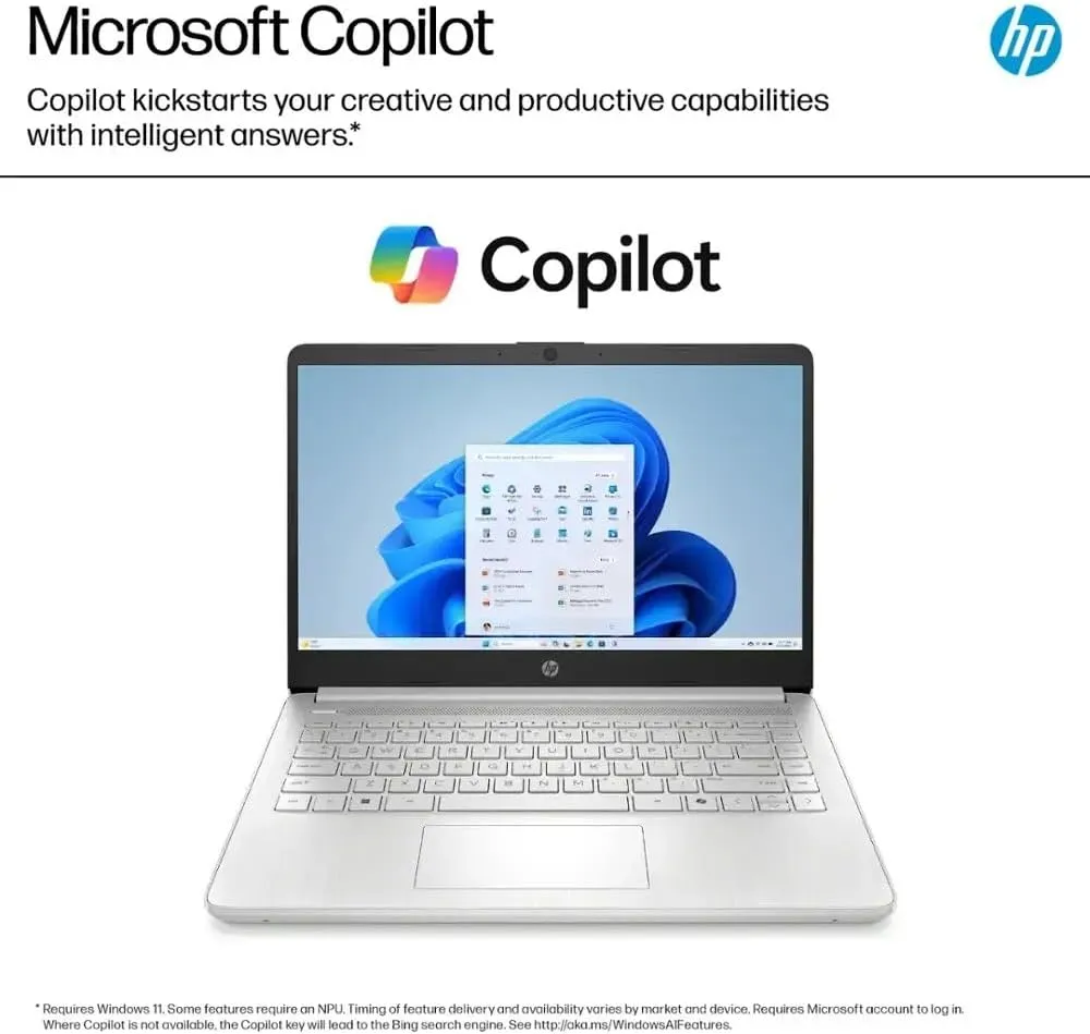 HP 14" Laptop, Microsoft 365, Copilot AI, 16GB RAM, 640GB Storage (128GB UFS with Skyerd 512GB Portable SSD), 13th Gen 4 Cores Intel Processor, Wi-Fi 6, Long Battery, Silver,Win 11 Home
