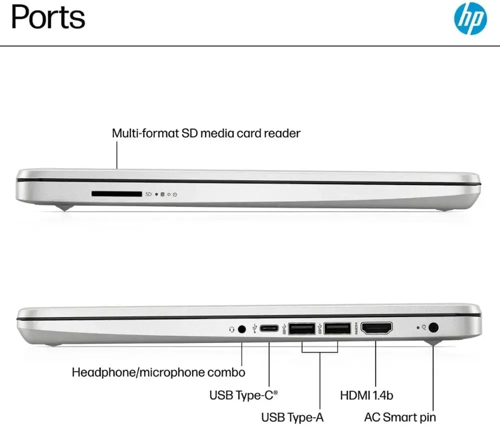 HP 14" Laptop, Microsoft 365, Copilot AI, 16GB RAM, 640GB Storage (128GB UFS with Skyerd 512GB Portable SSD), 13th Gen 4 Cores Intel Processor, Wi-Fi 6, Long Battery, Silver,Win 11 Home