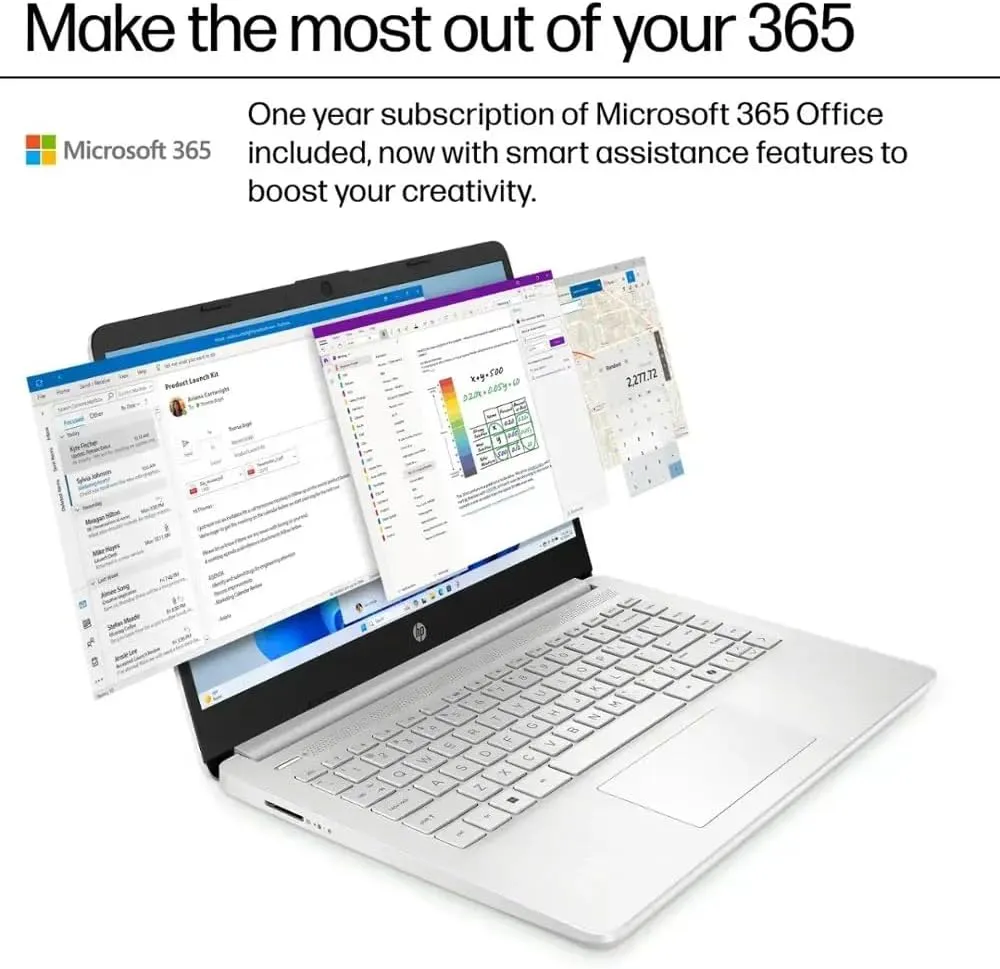 HP 14" Laptop, Microsoft 365, Copilot AI, 16GB RAM, 640GB Storage (128GB UFS with Skyerd 512GB Portable SSD), 13th Gen 4 Cores Intel Processor, Wi-Fi 6, Long Battery, Silver,Win 11 Home