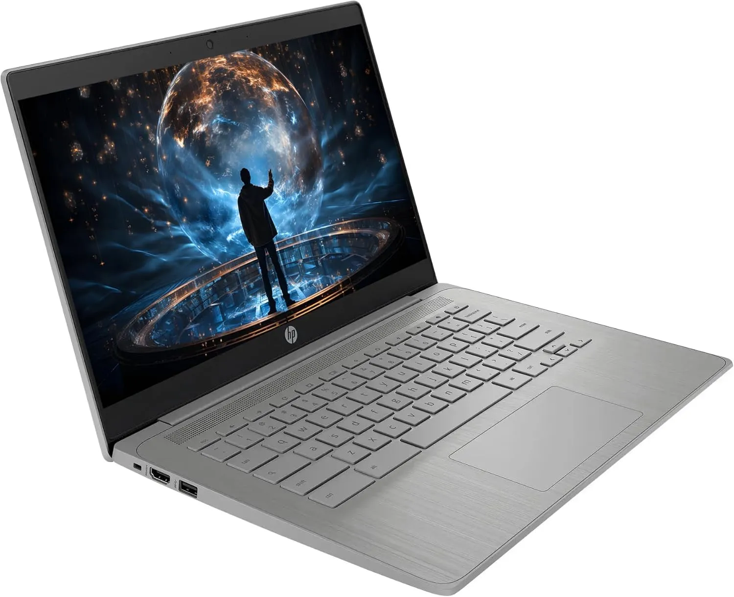 HP Chromebook with Gemini-AI Chrome OS | 14" HD Screen | 4GB RAM | 64GB eMMC & 64GB Card & 128GB Portable SSD | Intel Celeron CPU | Webcam | USB-C | Wi-Fi | Ultra Light | Long Battery Life| RK Bundle