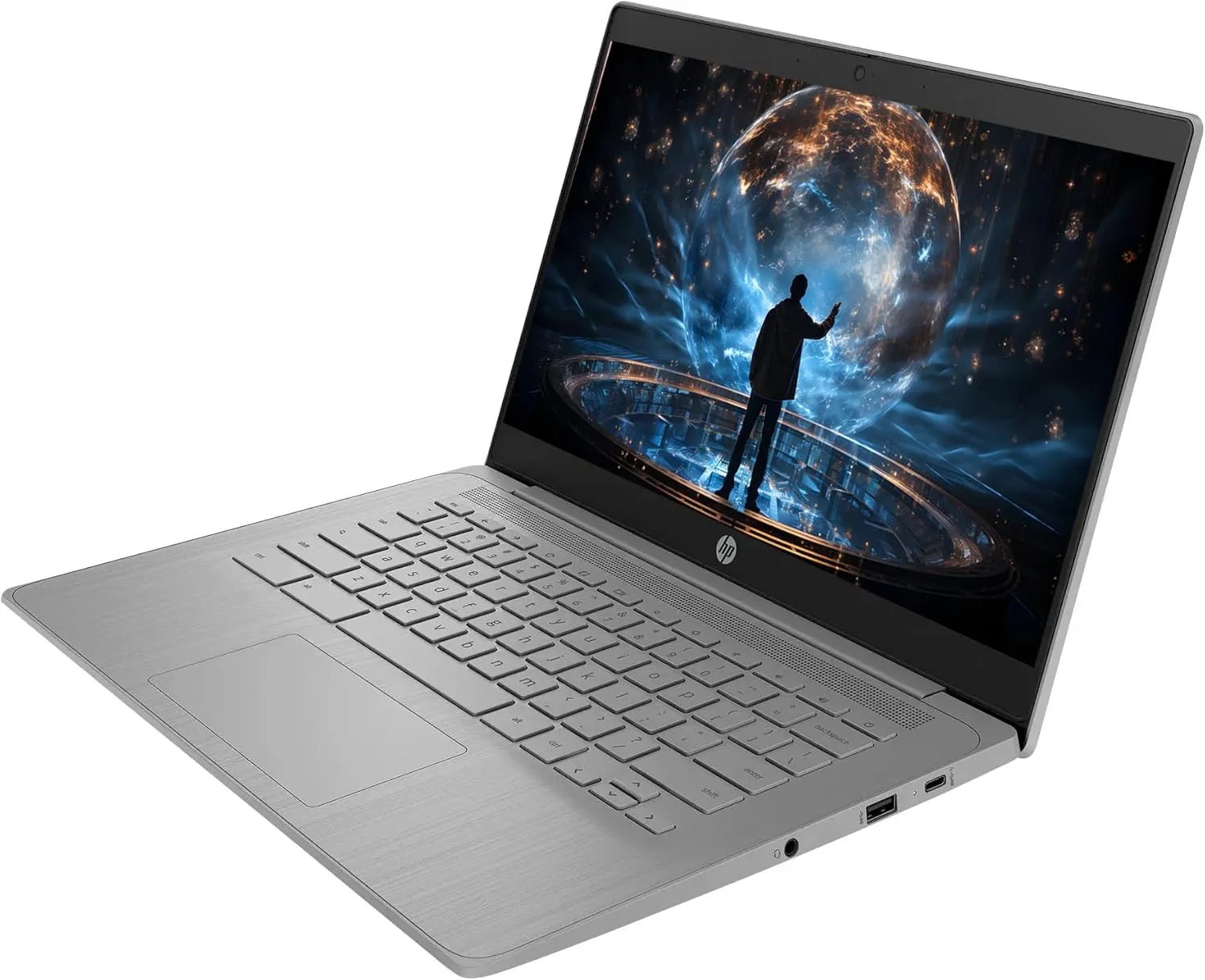 HP Chromebook with Gemini-AI Chrome OS | 14" HD Screen | 4GB RAM | 64GB eMMC & 64GB Card & 128GB Portable SSD | Intel Celeron CPU | Webcam | USB-C | Wi-Fi | Ultra Light | Long Battery Life| RK Bundle