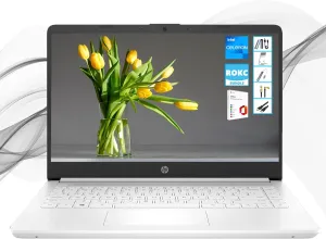 HP Windows 11 Laptop 14 inch HD Screen with Microsoft Office and 1TB Cloud Storage (1-Year)| 16GB RAM|64GB eMMC & 64GB Card & 128GB Portable SSD| Intel 4-Core CPU| Wi-Fi| Ultra Light| White| RK Bundle