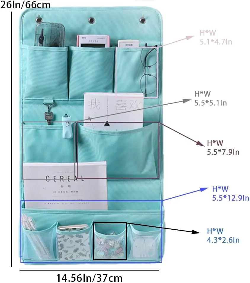 HSLFUAI Hanging Storage Bag for Bathroom, Behind Door, Bedroom, Washing Table Storage, Over The Door Storage Organizer with 3 Sticky Wall Hooks (3Layer, Blue)
