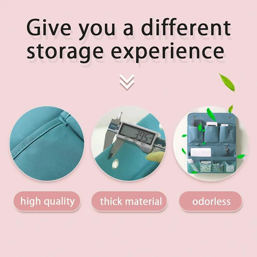 HSLFUAI Hanging Storage Bag for Bathroom, Behind Door, Bedroom, Washing Table Storage, Over The Door Storage Organizer with 3 Sticky Wall Hooks (3Layer, Blue)