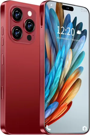 Huness I16 ProMAX Smartphone Unlocked Cell Phone,6.99" HD Screen Unlocked Phone,8 256GB Android 13 with 128GB Memory Card,Face ID/Dual SIM/5G/Fingerprint Button Unlock/Photos/GPS (Wine Red, 8 256)