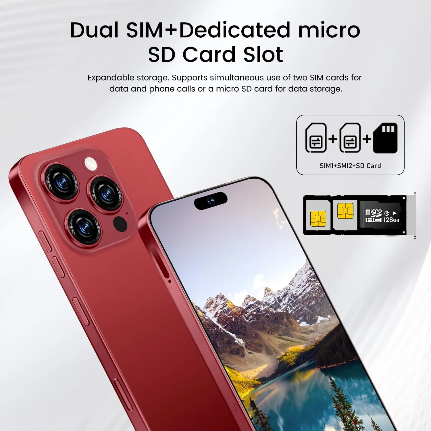Huness I16 ProMAX Smartphone Unlocked Cell Phone,6.99" HD Screen Unlocked Phone,8 256GB Android 13 with 128GB Memory Card,Face ID/Dual SIM/5G/Fingerprint Button Unlock/Photos/GPS (Wine Red, 8 256)