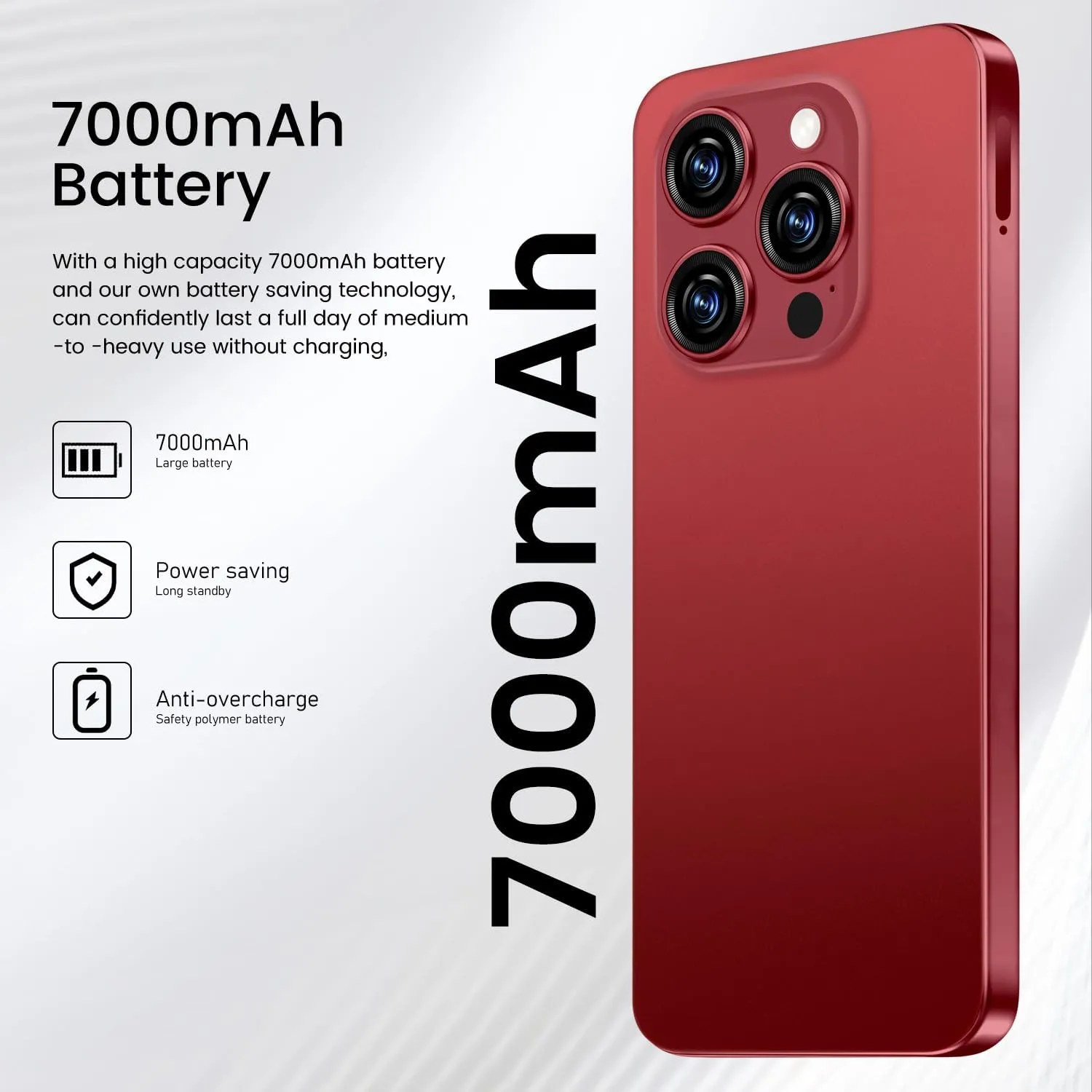 Huness I16 ProMAX Smartphone Unlocked Cell Phone,6.99" HD Screen Unlocked Phone,8 256GB Android 13 with 128GB Memory Card,Face ID/Dual SIM/5G/Fingerprint Button Unlock/Photos/GPS (Wine Red, 8 256)