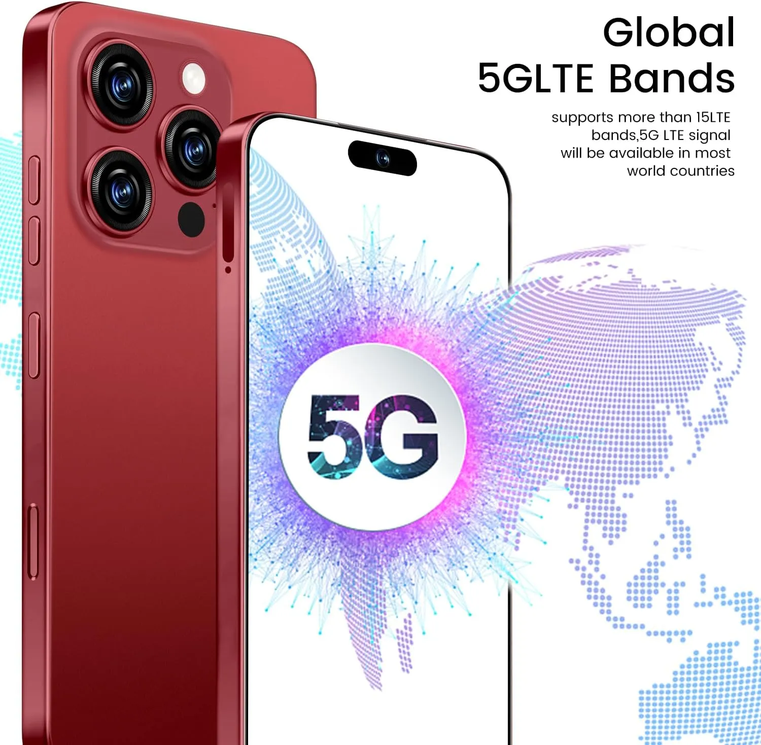 Huness I16 ProMAX Smartphone Unlocked Cell Phone,6.99" HD Screen Unlocked Phone,8 256GB Android 13 with 128GB Memory Card,Face ID/Dual SIM/5G/Fingerprint Button Unlock/Photos/GPS (Wine Red, 8 256)