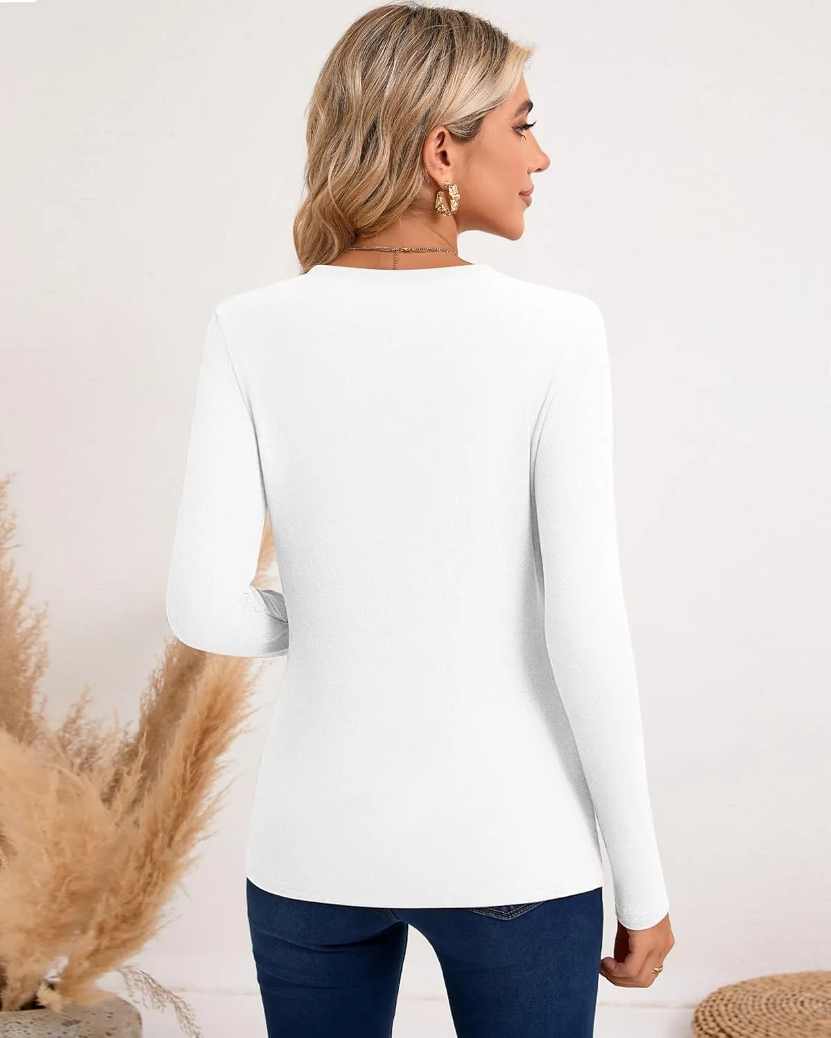 Huukeay 3 Pack Women's Thermal Shirts Long Sleeve De Velvet Lined Underwear Tops Crew Neck Slim Fit Basic Base Layer Tee