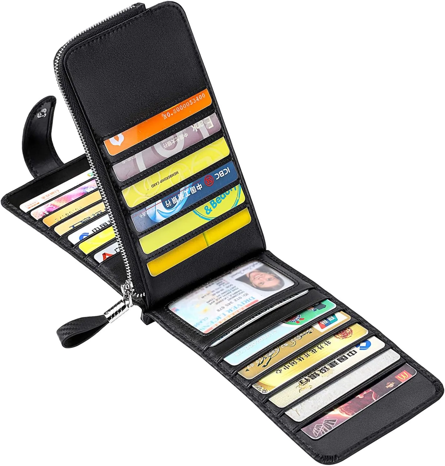 Huztencor Womens Leather Credit Card Holder Wallet RFID Blocking Wallet Women Card Case Purse