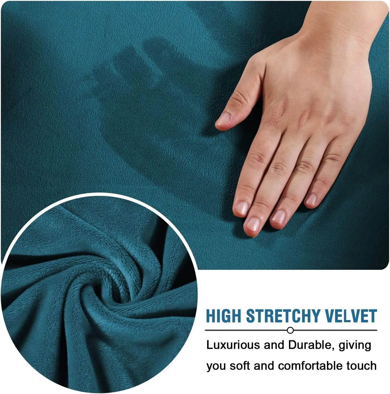 H.VERSAILTEX Modern Velvet Plush 4 Piece High Stretch Sofa Slipcover Sofa Cover Furniture Protector Form Fit Luxury Thick Velvet Sofa Cover for 3 Cushion Couch Width Up to 90 Inch (Sofa,Deep Teal)